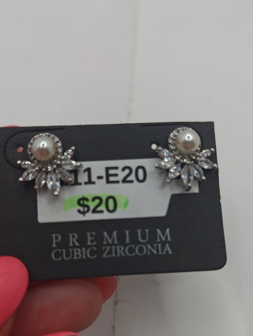 Premium Pearl and Cubic Zirconia Floral Stud Earrings - Silver